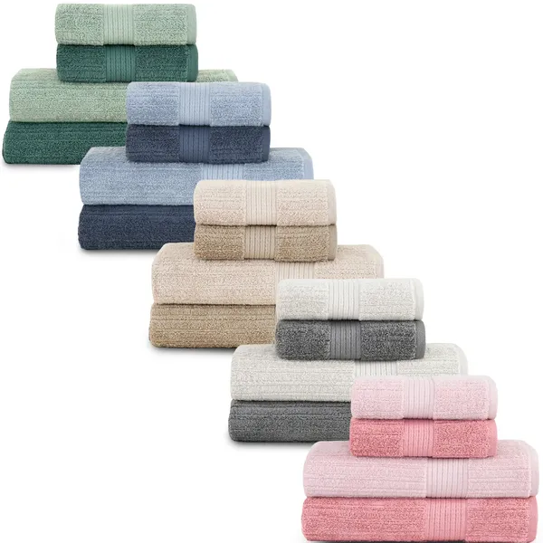 Jogo de Toalhas Banho Buddemeyer Fio Penteado 4 peças 100% Algodão Kit Banho e Rosto Canelada