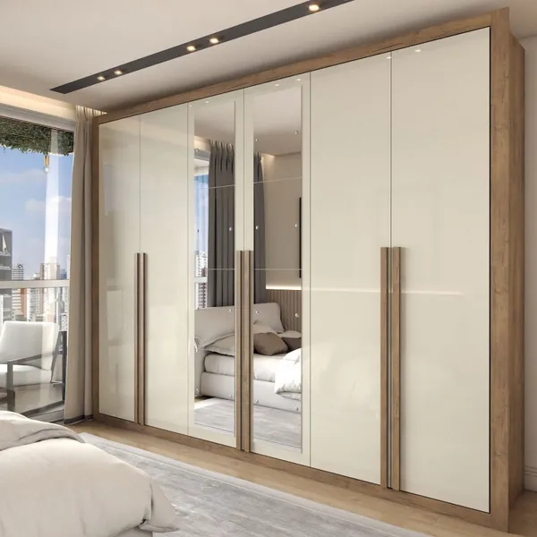 Guarda-Roupa Casal Severo 6 Portas 6 Gavetas com Espelho