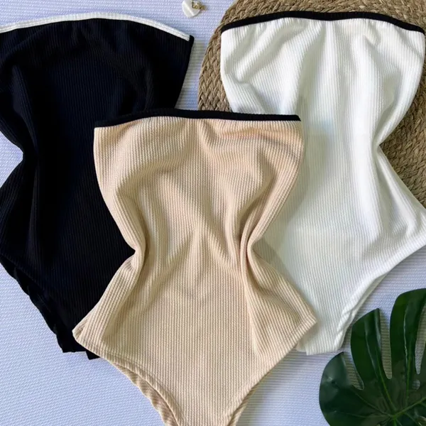 Kit 3 Body Tomara que Caia Bicolor Moda Tendência Verão 2024 Promoção