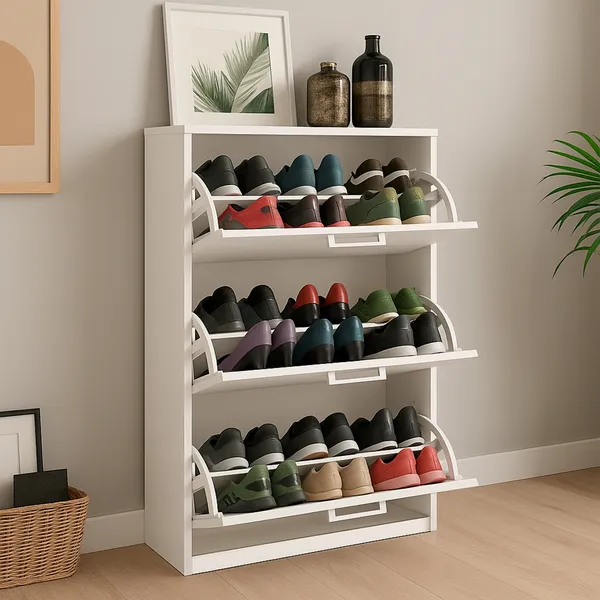 Sapateira Prateleira 3 Andares Organizadora Madeira Multiuso Cabe 20 Sapatos
