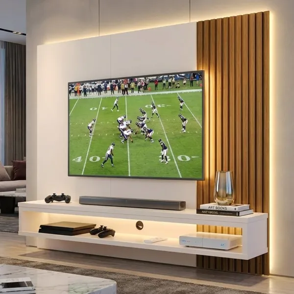 Painel Cissa Tv Até 50" Nicho Decorativo Prateleira Inferior Suspenso Parede Quarto Sala Estar - RPM