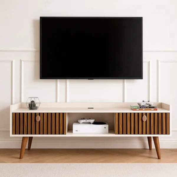 Rack Bancada com pés 1.20 Life e Vegas 0.90 com 2 Portas Moderno Parede TV Até 50Pol - LANÇAMENTO