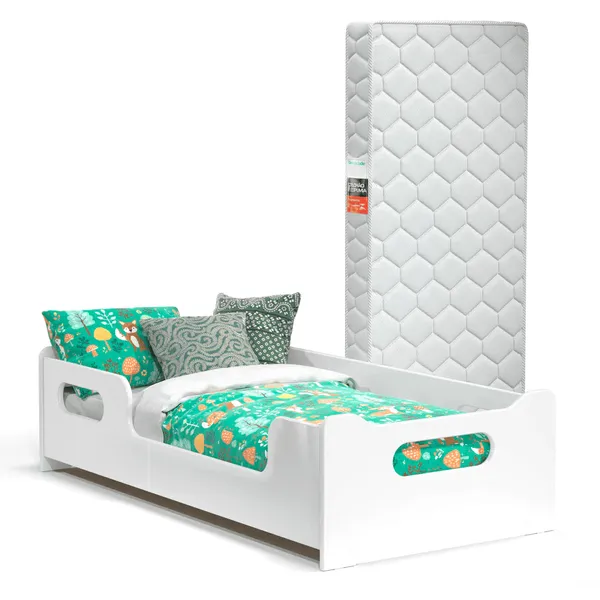 Cama Infantil Montessoriana com Colchão Encanto MDF com Grades Segura para Quarto de Menino e Menina