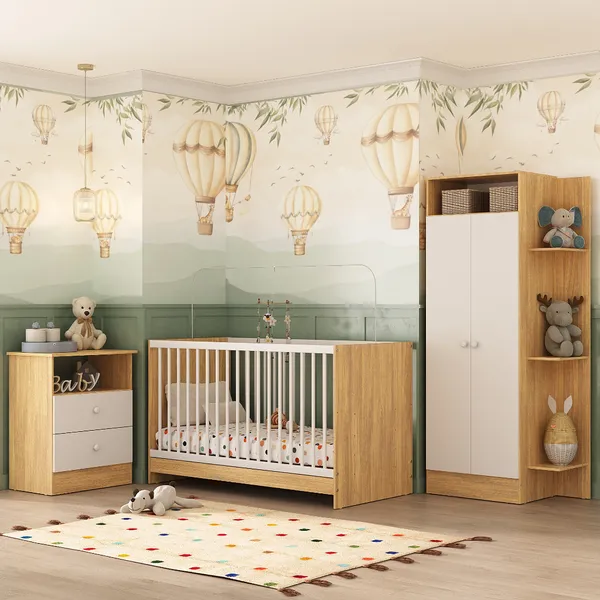 Jogo De Quarto Infantil Trevalla Móveis Pom Pom 3 Peças e 3 ANOS de Garantia