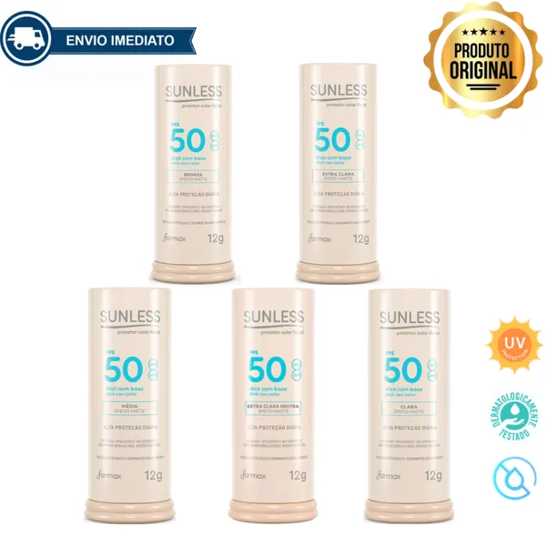 Protetor Solar Facial com Base em Bastão FPS 50 Efeito Matte Sunless Stick Envio Imediato