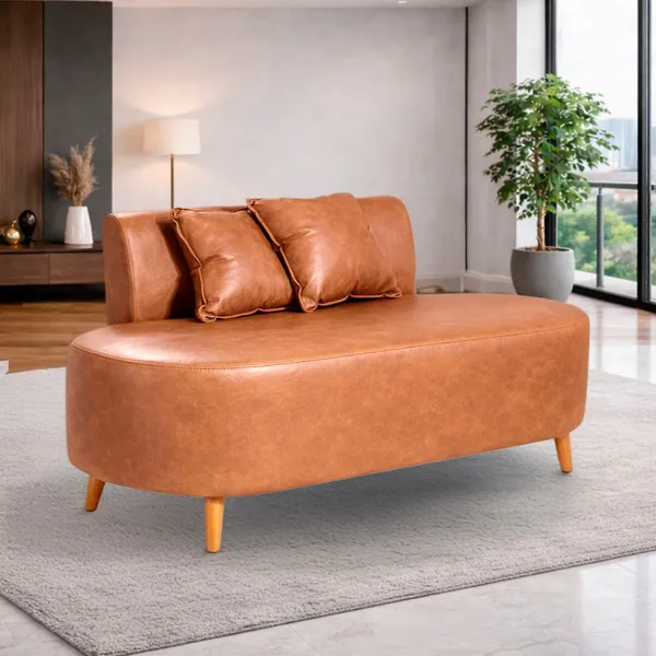 Sofa Organico Feijão Curvo De 1,15 Metro  Para Sala Closet Tecido Corino Com 02 Almofadas Visammer