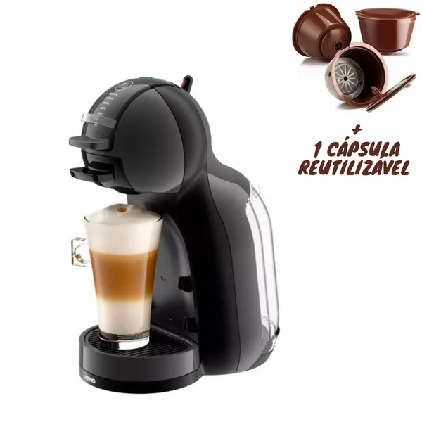 Cafeteira DOLCE GUSTO PRETA 220V MINI ME + 1 Capsula Reutilizável  NESCAFÉ Máquina de Café
