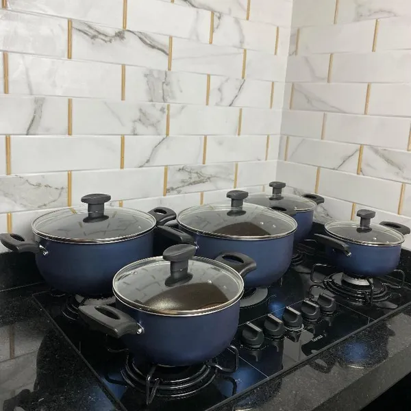 Jogo De Panelas Caçarola Premium 16 à 24 Antiaderente 9 PEÇAS.