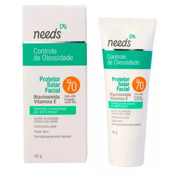 Protetor Solar Facial Needs Controle de Oleosidade FPS 70 SEM COR - 40g