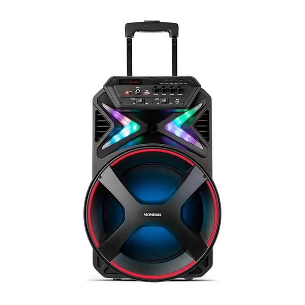 Caixa de Som Bluetooth Amplificada Bivolt 400W RMS​ CM400 Preta/Vermelha Mondial