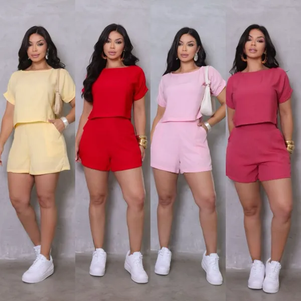 Conjunto Feminino Alfaiataria Shorts e Blusa Casual Elegante