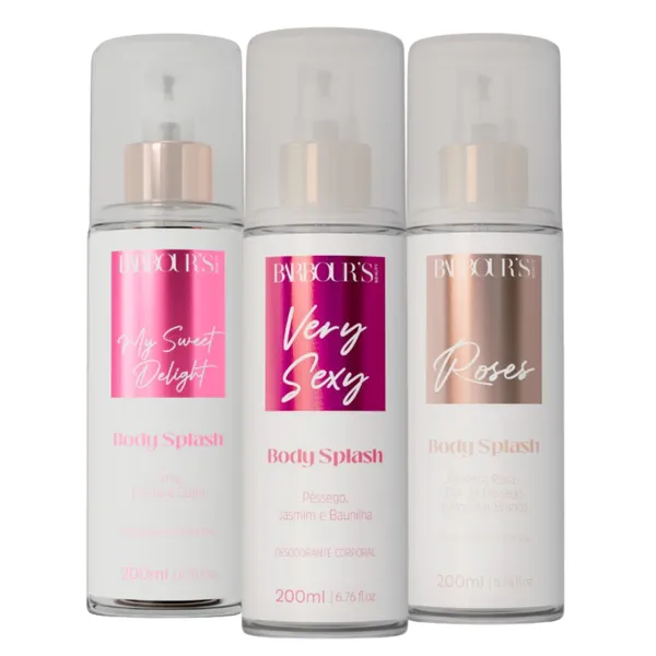 Kit 3 Body Splash Delight Very Sexy Roses 200ml Barbours
