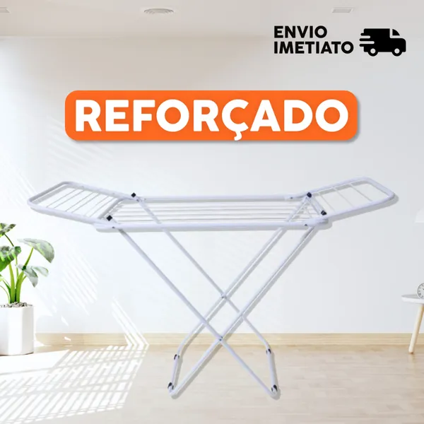 Varal Dobrável de Chão com Abas | Extra Leve, Reforçado e Não Enferruja | Pintura Eletrostática Ideal para Apartamento