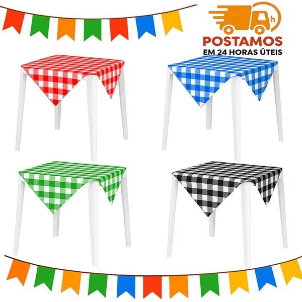 KIT 10 Toalhas De Mesa Xadrez 80x80cm Para Festa Junina Aniversário Casamento