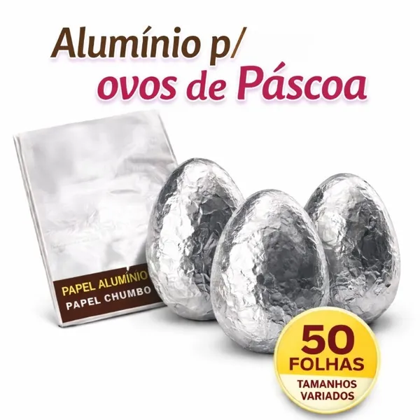 50 Papel Chumbo Cortado Alumínio Prata para Chocolates