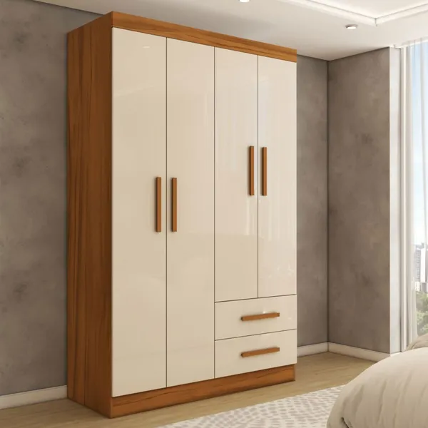 Guarda-Roupa Solteiro Zeus 4 Portas 2 Gavetas Flex - Panorama Móveis