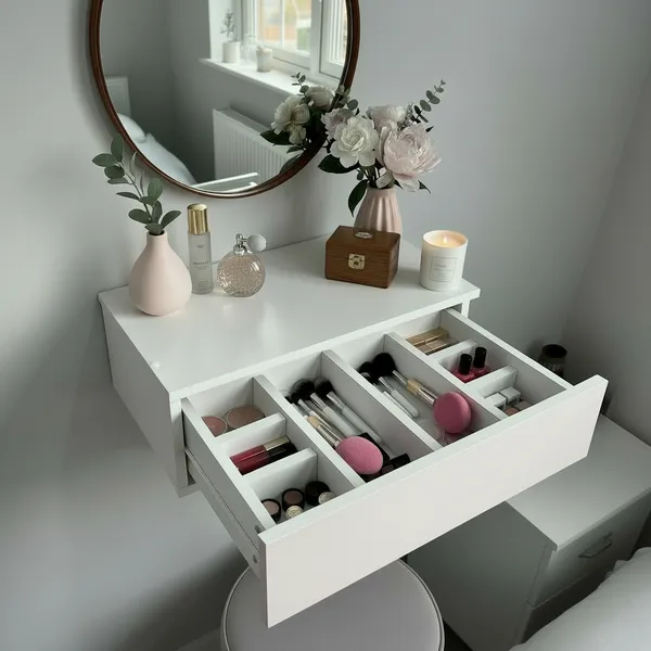 Penteadeira 50x30 Escrivaninha Suspensa Organizadora Maquiagens Quarto 100% MDF