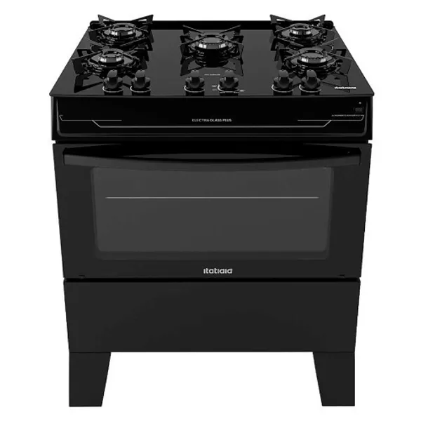 Fogão 5 Bocas Itatiaia Electra Glass Plus Mesa de Vidro