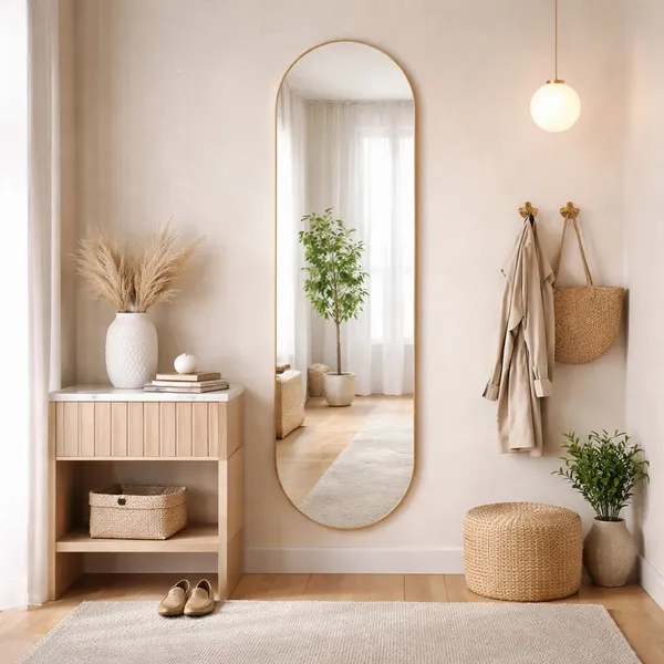 Espelho Orgânico Cápsula 160x55cm Grande Parede Decorativo Sala Quarto Corredor Escritório