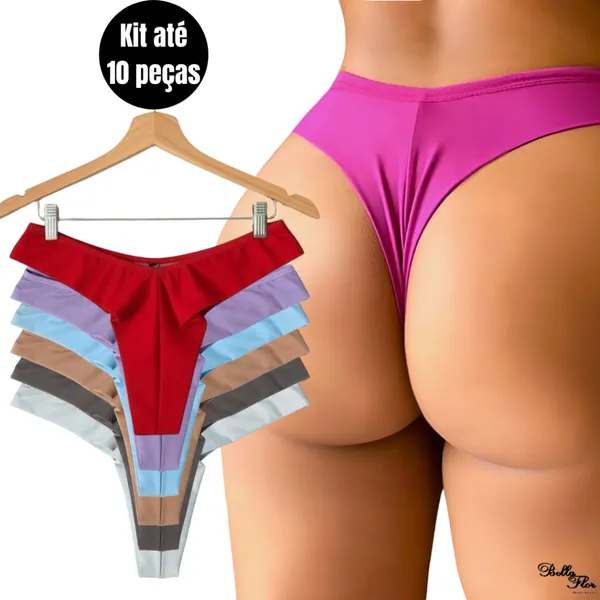 Kit com 10 ou 5 Calcinhas Fio Dental Duplo Empina Bumbum Conforto Sensual Levanta Bumbum