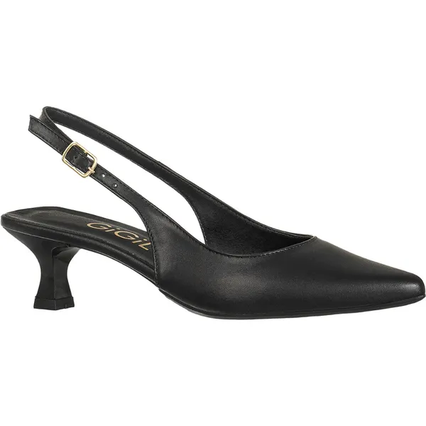 Sapato GiGiL Feminino Scarpin Slingback Bico Fino Salto Fino Verniz Onça Clássico Elegante