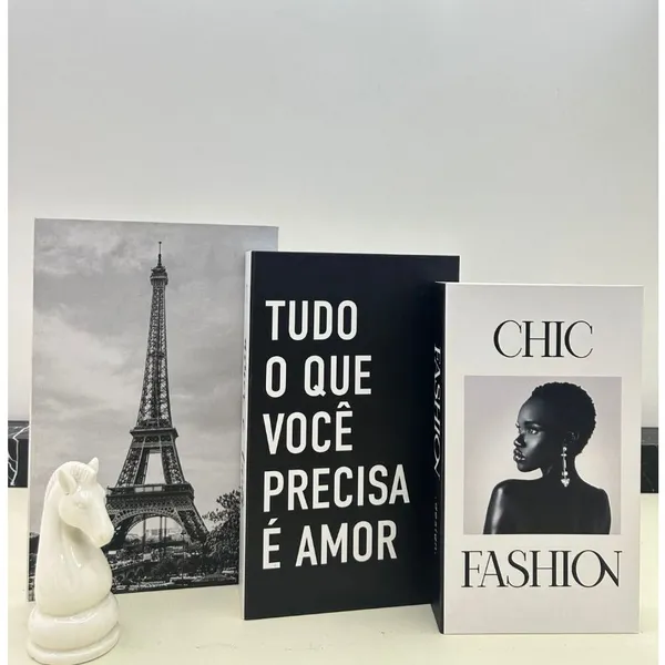 Conjunto de Caixa Livro Decorativa Organizadora Para Joias e Documentos 3pcs Papel