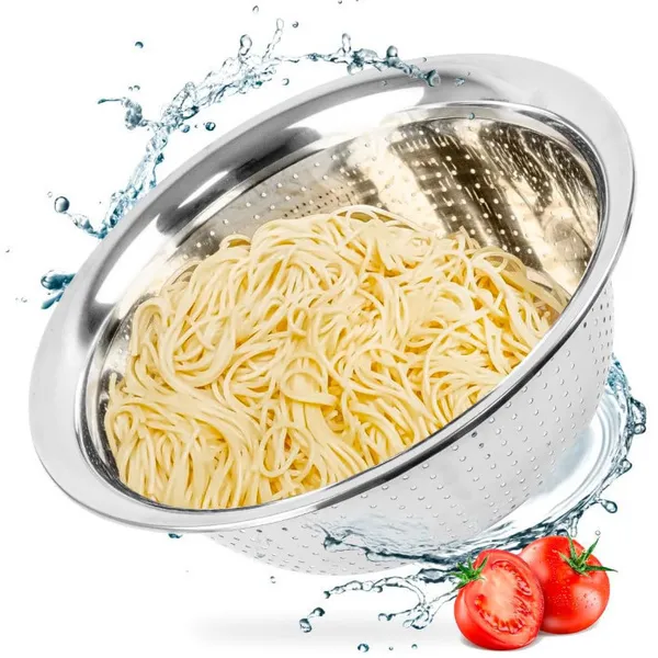 Escorredor De Arroz Inox Legumes Frutas Multiuso Cozinha Alça Coador Peneira Drenagem Inoxidável