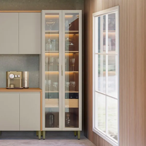 Cristaleira 2 Portas 1 Gaveta e Led Allure Linea Brasil