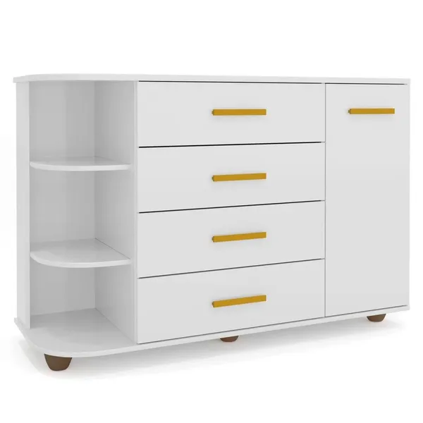 Cômoda Infantil com Cantoneira Laura 1 Porta P04 Branco - Mpozenato