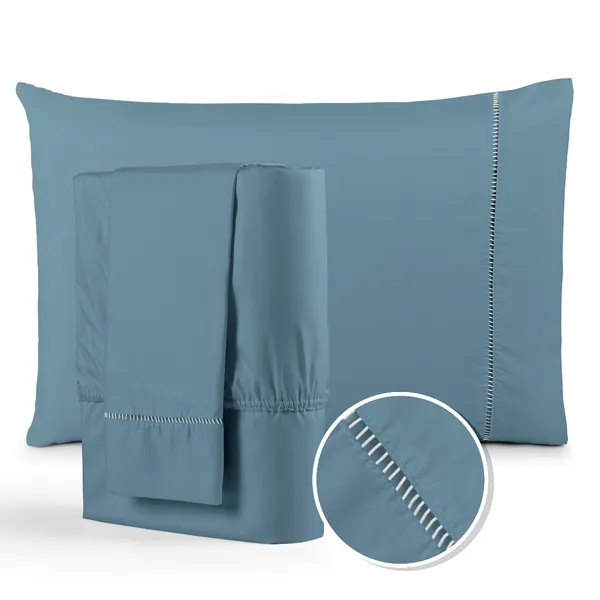 Jogo de Lençol 400 fios Cama Box com Fronha em Ponto Palito Micropercal