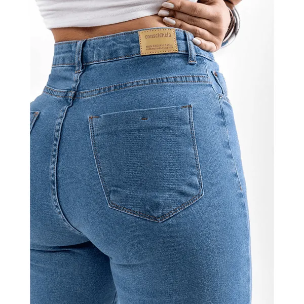 Calça Mom Jeans Feminina Cintura Alta com Elastano Básica - Consciência Jeans 5000201
