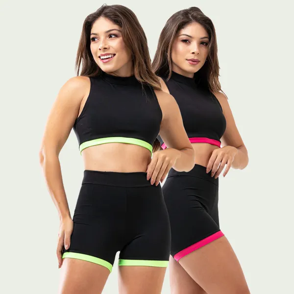Kit 2  Conjunto Academia Feminino Fitness Gola Alta