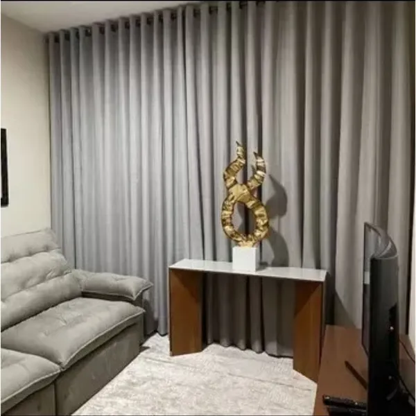 Cortina Voil Gaze de Linho 4,00x2,80/2,50/2,30 C/ Forro Blackout Grosso Original