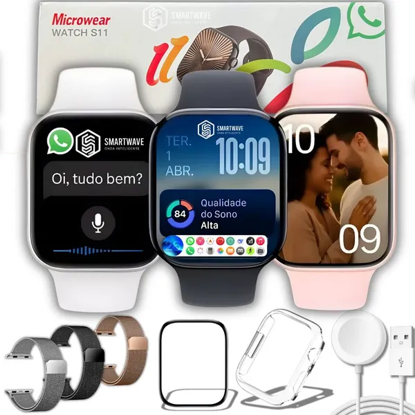 Relógio Smartwatch S11 Série 11 Tela AMOLED 2.02" HD GPS Monitor Saúde Esportivo 46mm