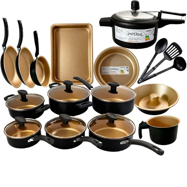 Jogo Panelas 13 Peças C Panela de Pressão 2L Antiaderente