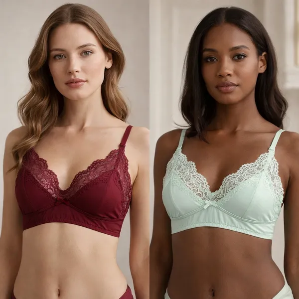 Kit Duo Sutiã Poliamida Conforto Sem Bojo Reforçado Renda