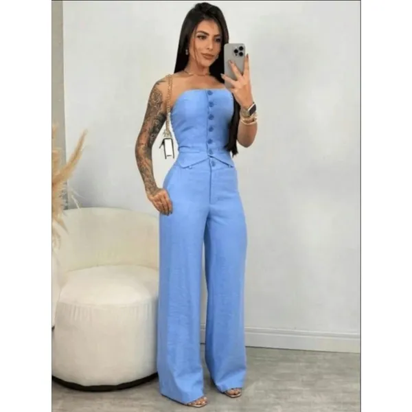 Conjunto Social TOMARA QUE CAIA CALÇA PANTALONA Alfaiataria Feminino