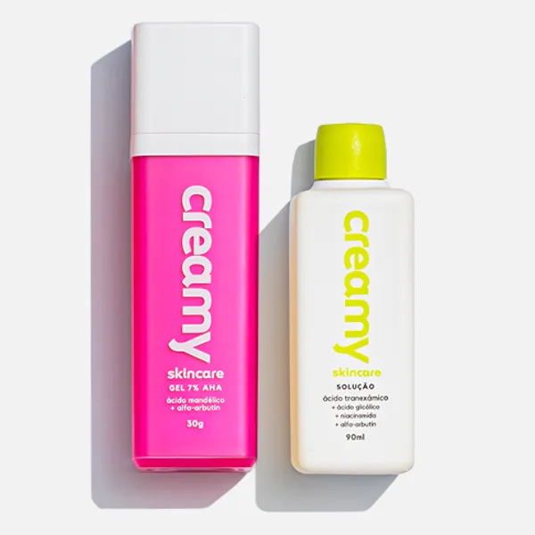 Kit Creamy Skincare Antimanchas Gel Clareador Antiacne - Ácido Mandélico  + Tônico Clareador - Ácido Tranexâmico