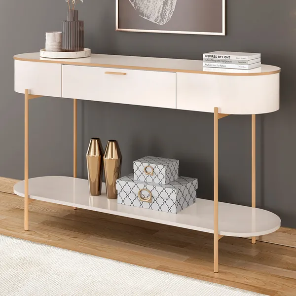 Aparador Para Sala De Estar Orgânico Industrial Beca D05 Off White - Lyam Decor