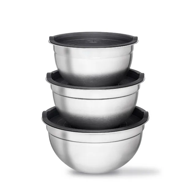 Conjunto Bowls de Inox Com Tampa Bumper