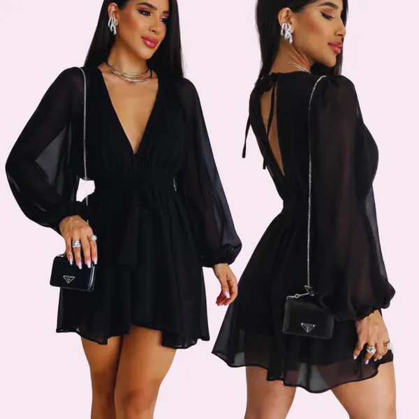 Vestido  Macaquinho Feminino Crepe Fluido Elegante Manga Longa Tamanho Único 36 ao 44