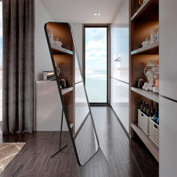 Espelho Corpo Inteiro Retângular 150x50cm C/ Suporte De Chão