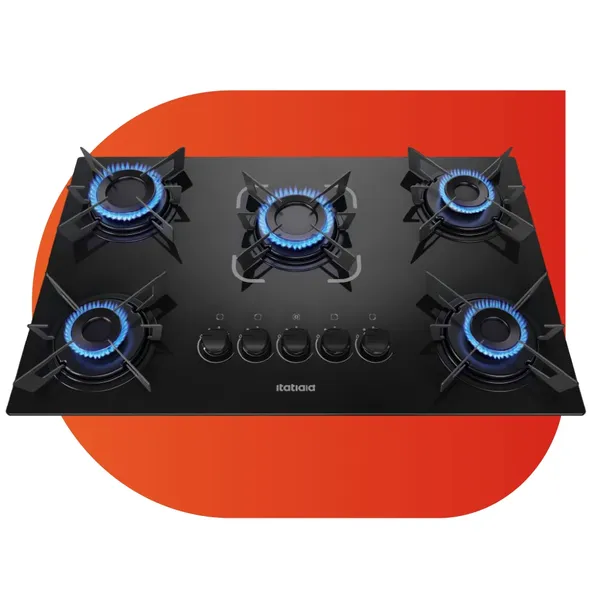 Cooktop Itatiaia Electra 5 Bocas Mesa de Vidro Temperado e Acendimento Superautomático Preto Bivolt