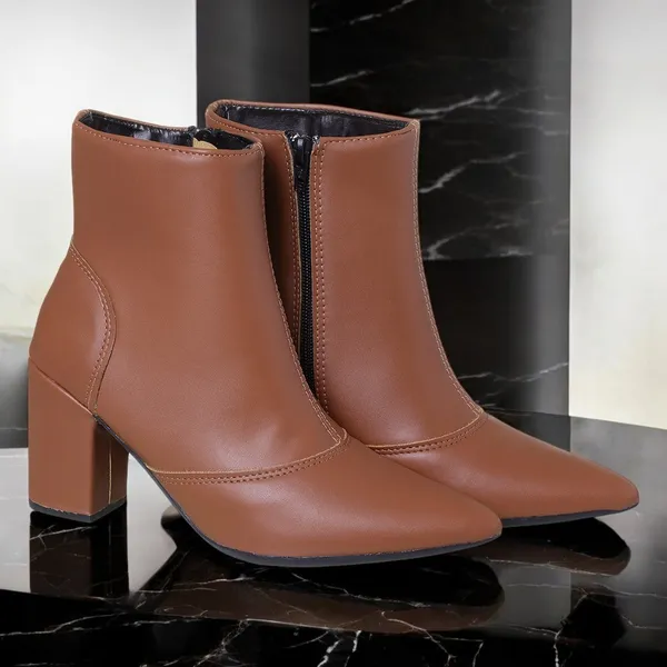 Bota Feminina Salto 8 Cm Bico Fino Cano Médio (002-0002)