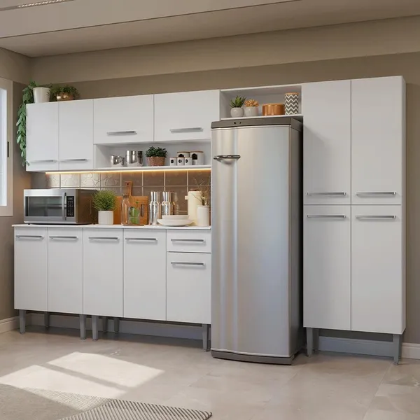 Armário de Cozinha Completa 293cm Branco Emilly Madesa 011