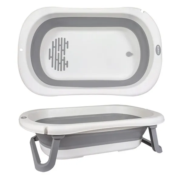 Super Banheira Infantil Dobrável 35L Antiderrapante KaBaby - Cinza