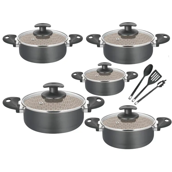 jogo Cacarola 14 - 22 tampa vidro grafite