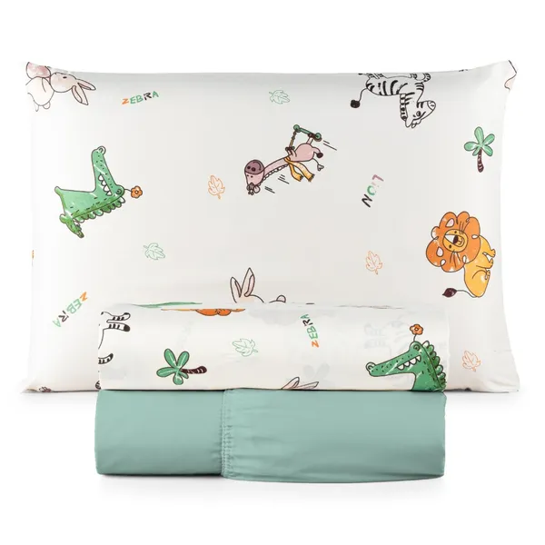 Jogo de Lençol Solteiro 03 Peças Cama Box 200 Fios Estampado Toque Aveludado