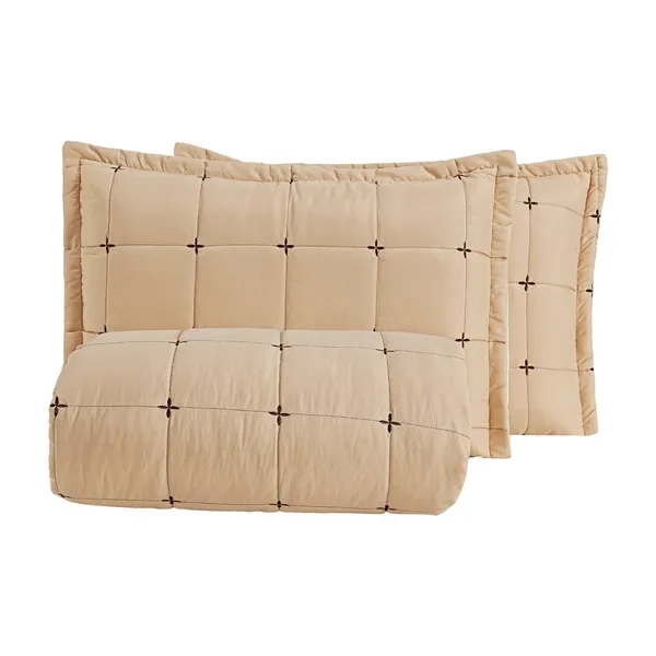 Cobre Leito Colcha Lisboa Bordado Dupla Face Casal Padrão 3 Peças