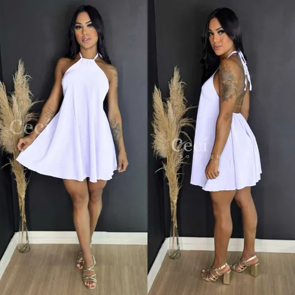 Vestido Feminino Mídi Alcinha Costas Nua Frente única Sexy